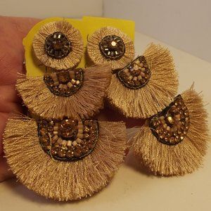 Taja Fan Tassel Earrings Rose Gold Rhinestones Resort Wear